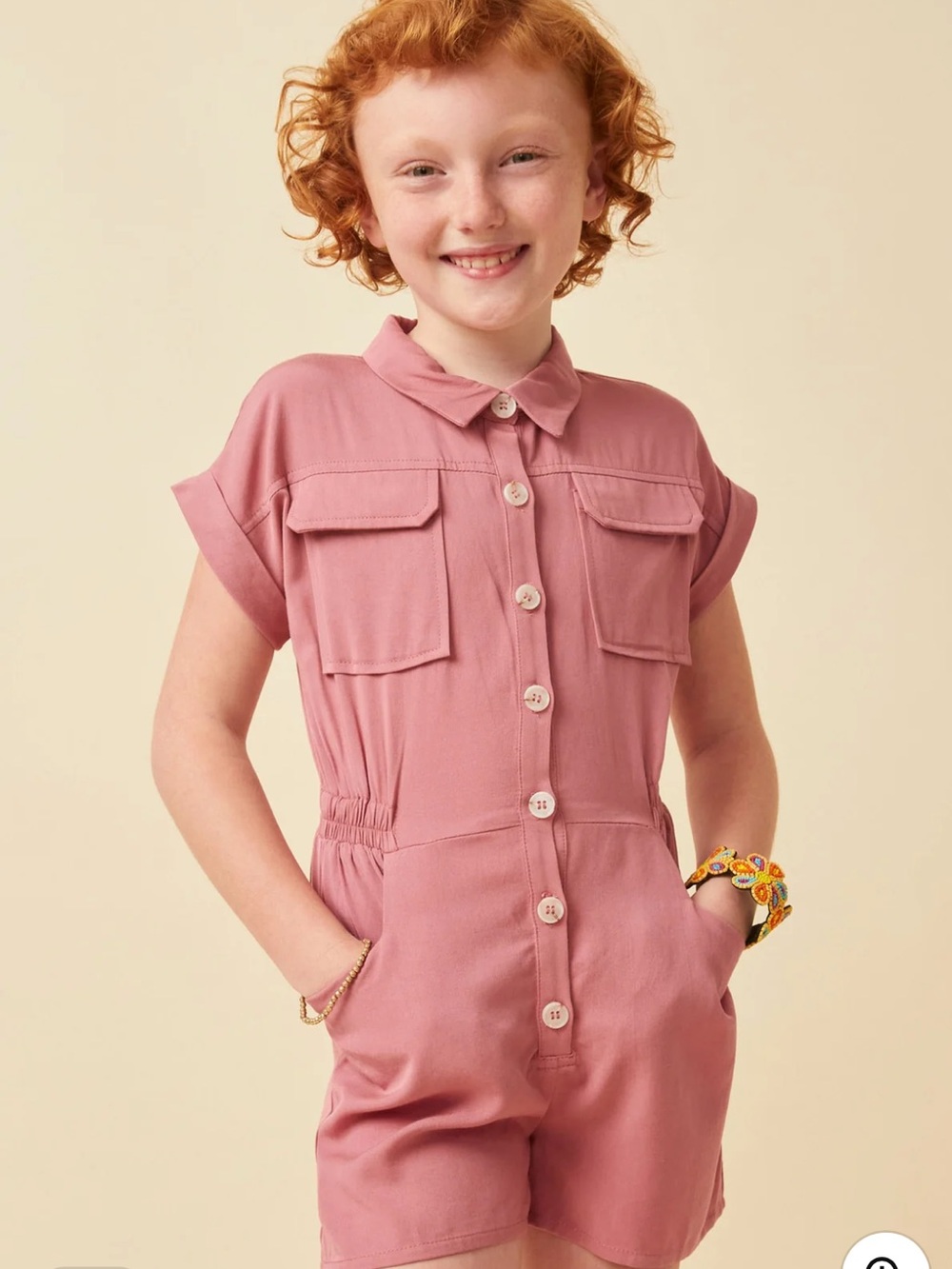 Hayden - Kids Pink Short Sleeve One-Piece Romper